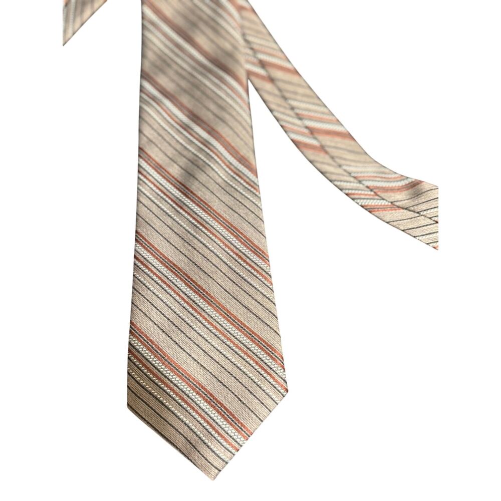 Vintage Adolfo Men's Red & Gray Striped Necktie